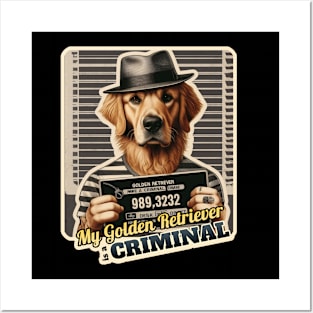 Criminal golden retriever Posters and Art